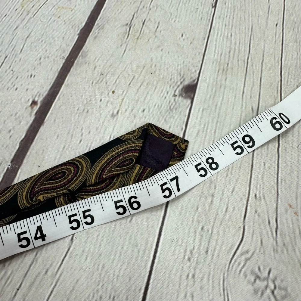vtg Hart Schaffner Marx black Paisley silk Tie office professional
